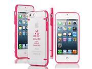 Apple iPhone 5 5s Ultra Thin Transparent Clear Hard TPU Case Cover Keep Calm and Love Pandas Hot Pink