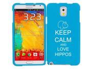 Samsung Galaxy Note 3 Snap On 2 Piece Rubber Hard Case Cover Keep Calm and Love Hippos Light Blue