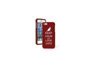 Apple iPhone 5 5s Red Snap On 2 Piece Rubber Hard Case Cover Keep Calm and Love Cats