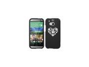 HTC ONE M8 Snap On 2 Piece Rubber Hard Case Cover Heart Paw Print Black