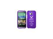 HTC ONE M8 Snap On 2 Piece Rubber Hard Case Cover Keep Calm and Cook On Chef Knives Purple