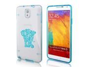 Samsung Galaxy Note 4 Ultra Thin Transparent Clear Hard TPU Case Cover Tribal Elephant Light Blue
