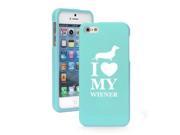 Apple iPhone 6 6s Snap On 2 Piece Rubber Hard Case Cover I Love My Wiener Dachshund Light Blue