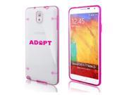 Samsung Galaxy Note 3 Ultra Thin Transparent Clear Hard TPU Case Cover Adopt Paw Print Hot Pink