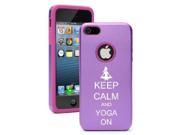 Apple iPhone 6 Plus 6s Plus Aluminum Silicone Dual Layer Hard Case Cover Keep Calm and Yoga On Purple