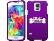 Samsung Galaxy S5 Snap On 2 Piece Rubber Hard Case Cover I Love My Yorkie Purple