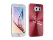 Samsung Galaxy S6 Aluminum Plated Hard Back Case Cover Heart Love Ice Skating Red