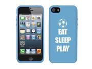 Apple iPhone 4 4s Silicone Soft Rubber Skin Case Cover Eat Sleep Play Soccer Light Blue