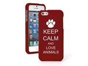Apple iPhone 4 4s Snap On 2 Piece Rubber Hard Case Cover Keep Calm and Love Animals Red