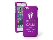 Apple iPhone 6 6s Snap On 2 Piece Rubber Hard Case Cover Keep Calm and Go to the Beach Sandals Purple