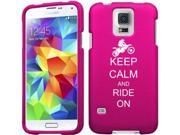 Samsung Galaxy S5 Mini Snap On 2 Piece Rubber Hard Case Cover Keep Calm and Ride On Dirt MX Motocross Bike Hot Pink