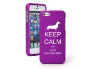 Apple iPhone 6 6s Snap On 2 Piece Rubber Hard Case Cover Keep Calm and Love Dachshunds Purple
