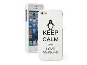 Apple iPhone 6 6s Snap On 2 Piece Rubber Hard Case Cover Keep Calm and Love Penguins White