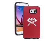 Samsung Galaxy S6 Aluminum Silicone Dual Layer Hard Case Cover Firefighter Skull Red