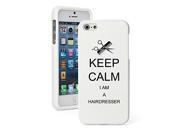 Apple iPhone 4 4s Snap On 2 Piece Rubber Hard Case Cover Keep Calm I Am a Hair Dresser White