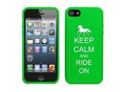 Apple iPhone 4 4s Silicone Soft Rubber Skin Case Cover Keep Calm and Ride On Horse Green