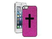 Apple iPhone 5 5s Glitter Bling Hard Case Cover Cross Hot Pink