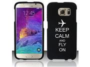 Samsung Galaxy S6 Snap On 2 Piece Rubber Hard Case Cover Keep Calm and Fly On Airplane Black