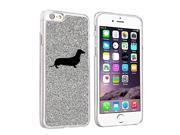Apple iPhone 6 Plus 6s Plus Glitter Bling Hard Case Cover Dachshund Silver