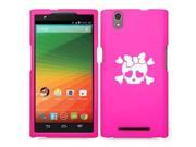 ZTE Zmax Z970 Snap On 2 Piece Rubber Hard Case Cover Heart Skull Bow Hot Pink