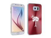 Samsung Galaxy S6 Aluminum Plated Hard Back Case Cover Palmetto Tree South Carolina Palm Moon Red