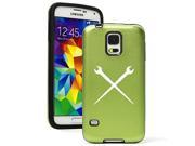 Samsung Galaxy S5 Aluminum Silicone Dual Layer Hard Case Cover Spud Wrenches Ironworker Green