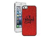 Apple iPhone 5 5s Glitter Bling Hard Case Cover Volleyball Calligraphy Red