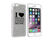 Apple iPhone 6 Plus 6s Plus Glitter Bling Hard Case Cover Love Trucks Cowboys Country Music Silver