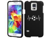 Samsung Galaxy S5 Snap On 2 Piece Rubber Hard Case Cover Heart Beats Soccer Black