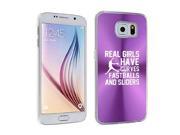 Samsung Galaxy S6 Edge Aluminum Plated Hard Back Case Cover Real Girls Curves Softball Purple
