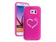 Samsung Galaxy S6 Aluminum Silicone Dual Layer Hard Case Cover Love Heart Soccer Hot Pink