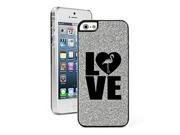 Apple iPhone 5 5s Glitter Bling Hard Case Cover Love Flamingo Silver