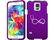 Samsung Galaxy S5 Mini Snap On 2 Piece Rubber Hard Case Cover Infinity Love Nursing Stethoscope Purple
