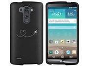 LG G4 Snap On 2 Piece Rubber Hard Case Cover Heart Love Travel Airplane Black