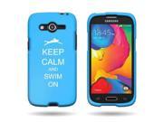Samsung Galaxy Avant G386T Snap On 2 Piece Rubber Hard Case Cover Keep Calm and Swim On Swimmer Light Blue