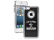 Apple iPhone 5 5s Rhinestone Crystal Bling Hard Case Cover Chef Here to Feed You Black