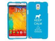 Samsung Galaxy Note 3 Snap On 2 Piece Rubber Hard Case Cover Keep Calm and Love Boston Terriers Light Blue