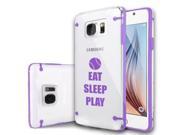 Samsung Galaxy S6 Ultra Thin Transparent Clear Hard TPU Case Cover Eat Sleep Play Baseball Softball Purple
