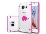 Samsung Galaxy S6 Edge Ultra Thin Transparent Clear Hard TPU Case Cover Baby Elephant Hot Pink