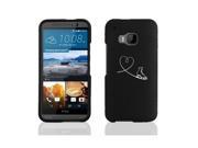 HTC One M9 Snap On 2 Piece Rubber Hard Case Cover Heart Love Ice Skating Black