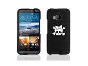 HTC One M9 Snap On 2 Piece Rubber Hard Case Cover Heart Skull Bow Black
