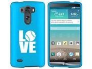 LG G4 Snap On 2 Piece Rubber Hard Case Cover LOVE Baseball Softball Light Blue