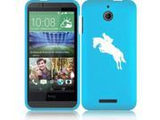 HTC Desire 510 Snap On 2 Piece Rubber Hard Case Cover Horse with Rider Light Blue