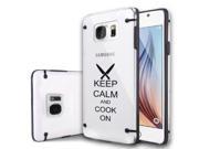 Samsung Galaxy S6 Ultra Thin Transparent Clear Hard TPU Case Cover Keep Calm and Cook On Chef Knives Black
