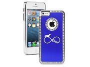 Apple iPhone 5 5s Rhinestone Crystal Bling Hard Case Cover Infinity Love Dachshund Blue