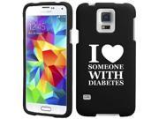 Samsung Galaxy S5 Snap On 2 Piece Rubber Hard Case Cover I Love Heart Someone with Diabetes Black