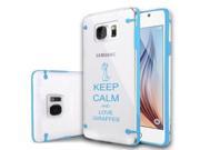 Samsung Galaxy S6 Ultra Thin Transparent Clear Hard TPU Case Cover Keep Calm and Love Giraffes Light Blue