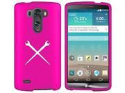 LG G4 Snap On 2 Piece Rubber Hard Case Cover Spud Wrenches Iron Worker Hot Pink