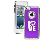 Apple iPhone 5c Rhinestone Crystal Bling Hard Case Cover Love Pug Purple
