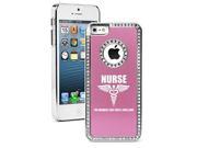 Apple iPhone 5c Rhinestone Crystal Bling Hard Case Cover Nurse Hardest Job Love Pink